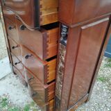 Commode semainier ancien plateau marbre style louis xvi