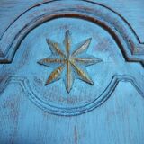 End 18th century wardrobe provençale all solid oak patinated blue by artisan cabinetmaker