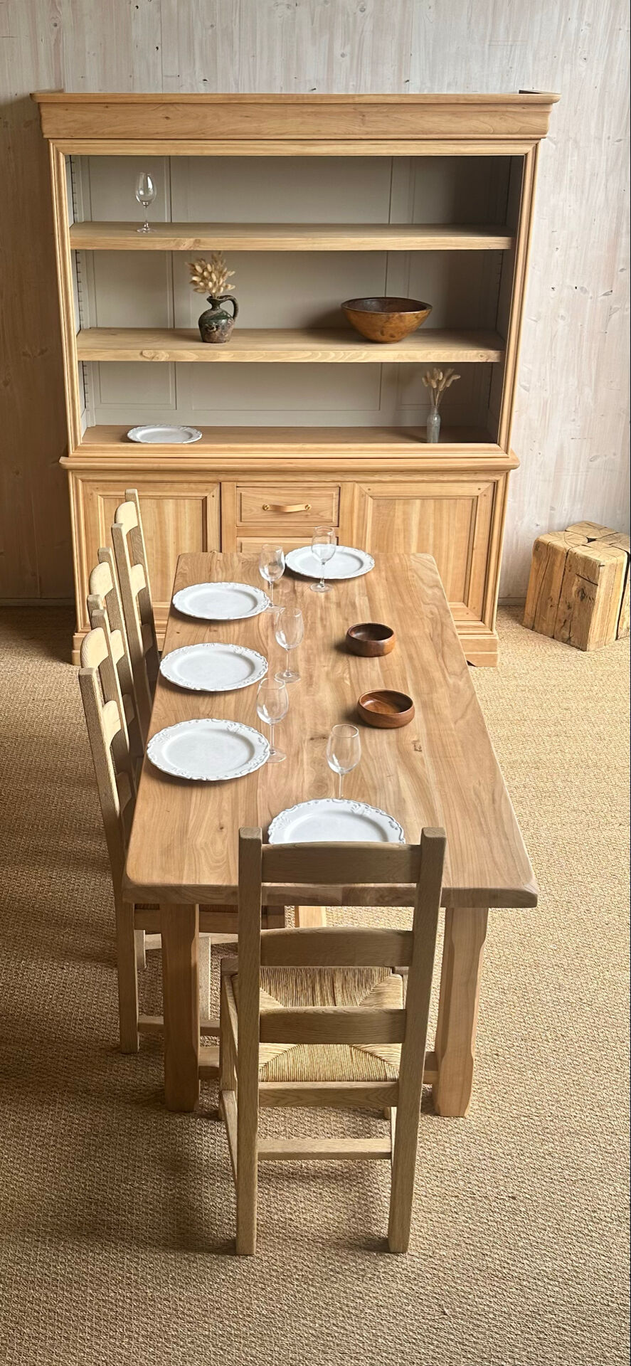 Grande table de ferme en chêne massif rénovée