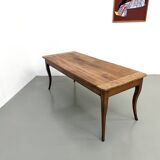 Farm table in solid cherry — Saber legs, Circa 1880
