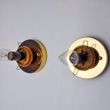 Pair of "cocoon" wall lights, resin and pine, Italy, 1970