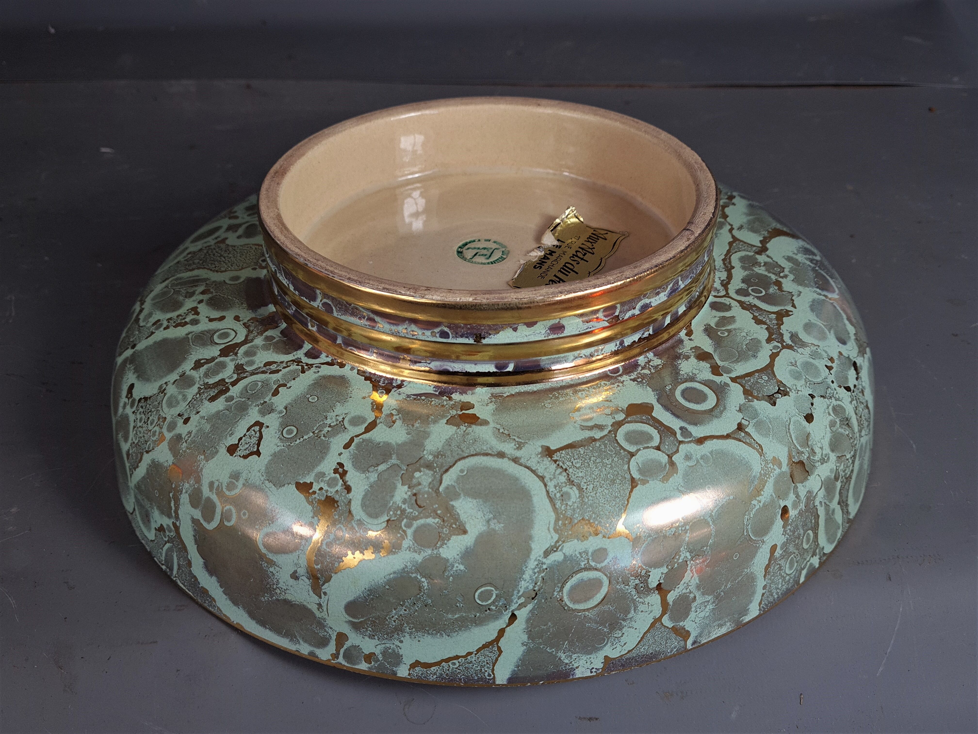 Celadon green porcelain cut Ateliers de Sèvres J. Mazeaud J. Faverot 26 cm sb