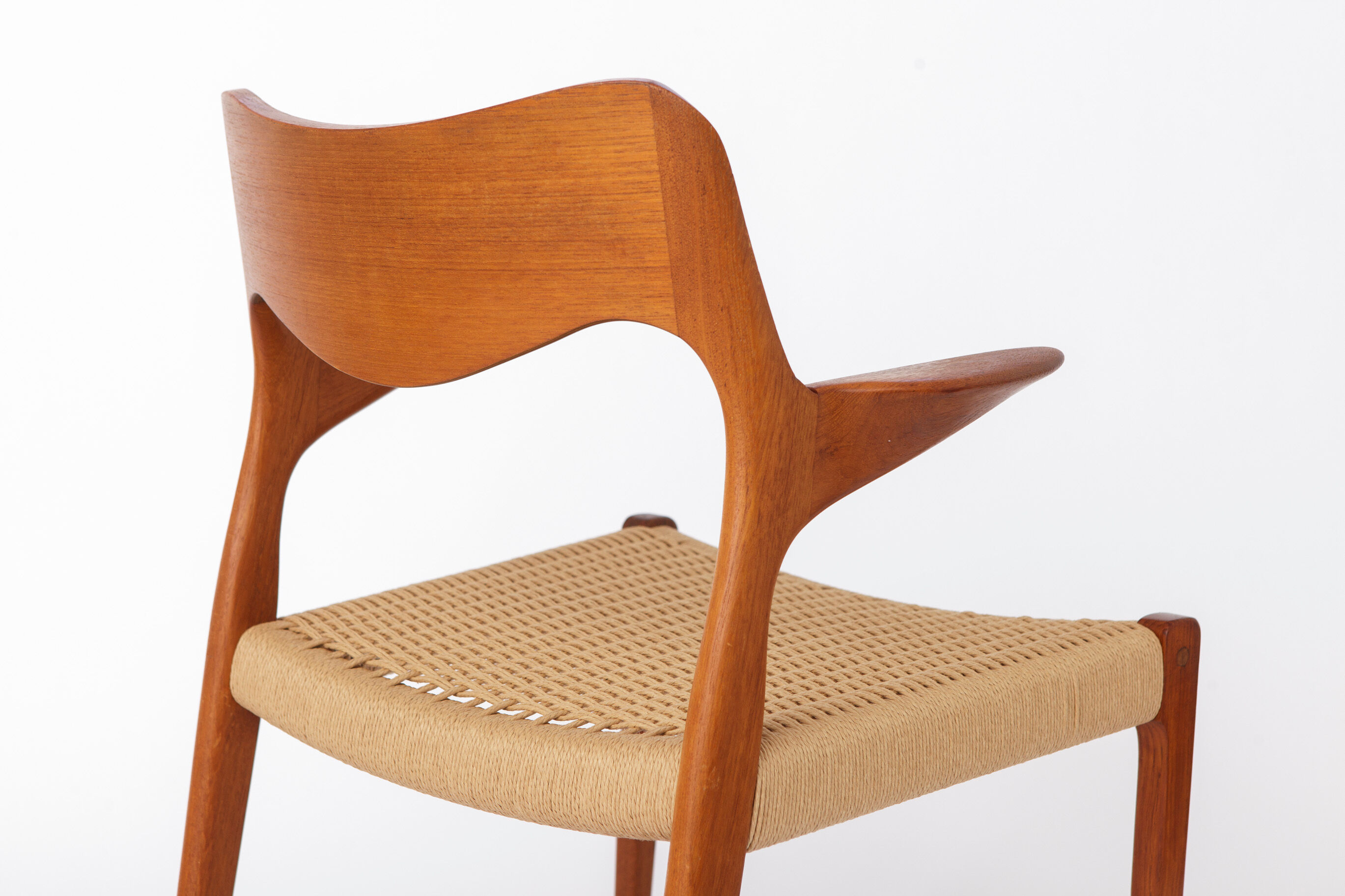 Fauteuil Niels O Moller Modèle 55, chaise longue en teck danois, milieu du siècle.