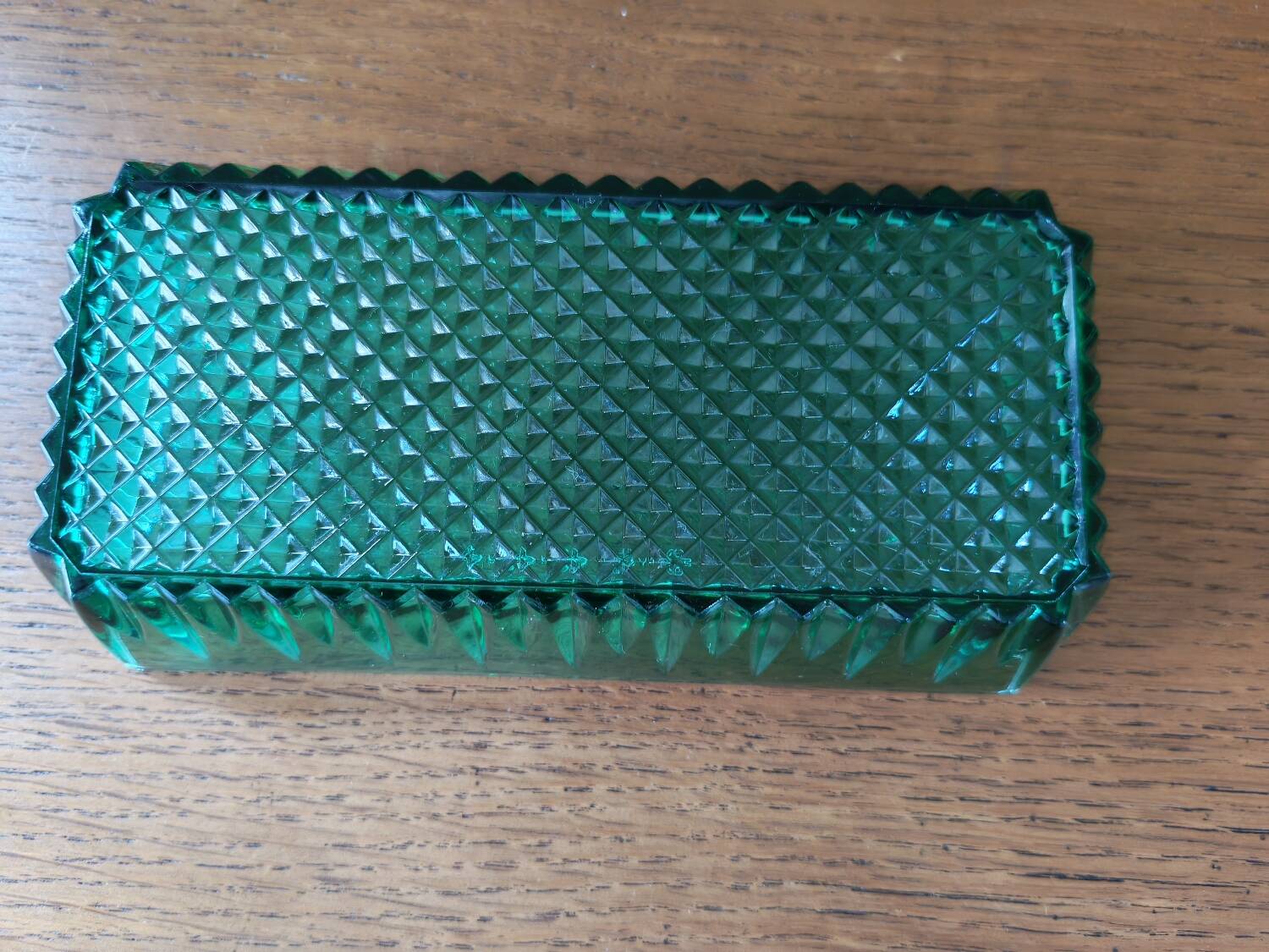 Set of 4 vintage green glass dishes