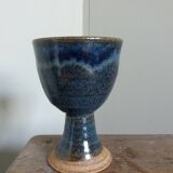 Chalice, cup in blue-glazed stoneware