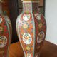 Pair of cutlery vases, urns porcelain polychrome Japan style signed