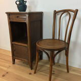 Meuble d'appoint rustique bois massif et marbre blanc