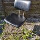 Chromé metal chair - seated - black skaï file vintage 70s