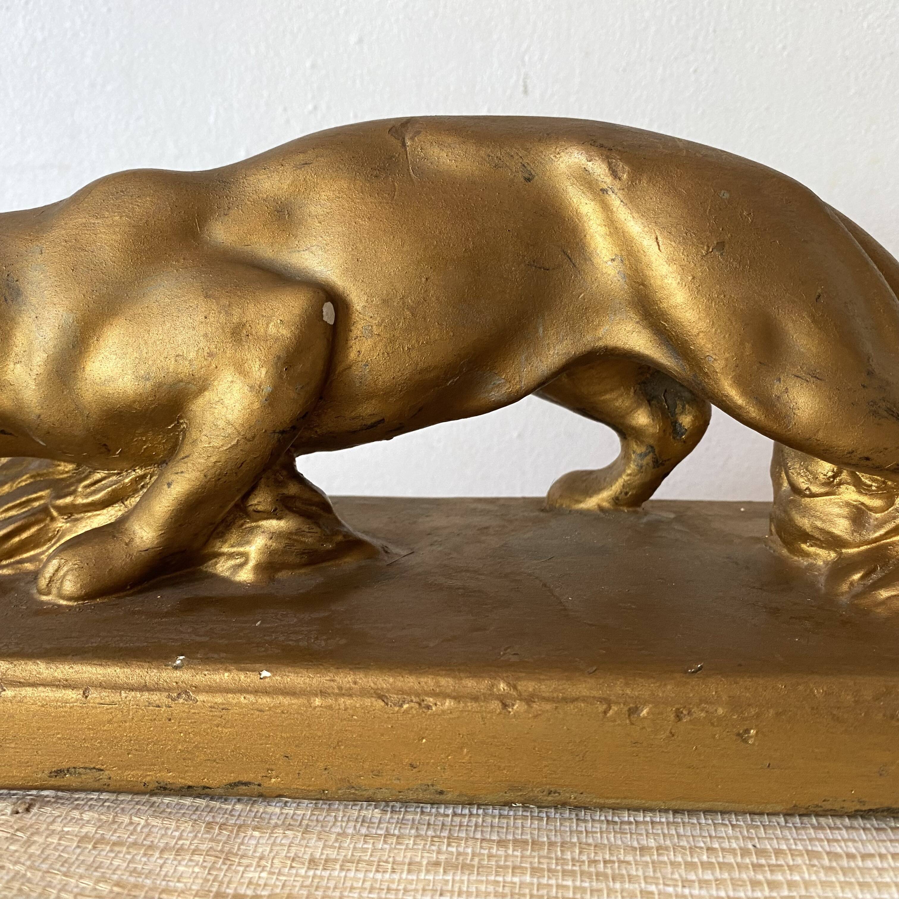 1950s gilded plaster panther