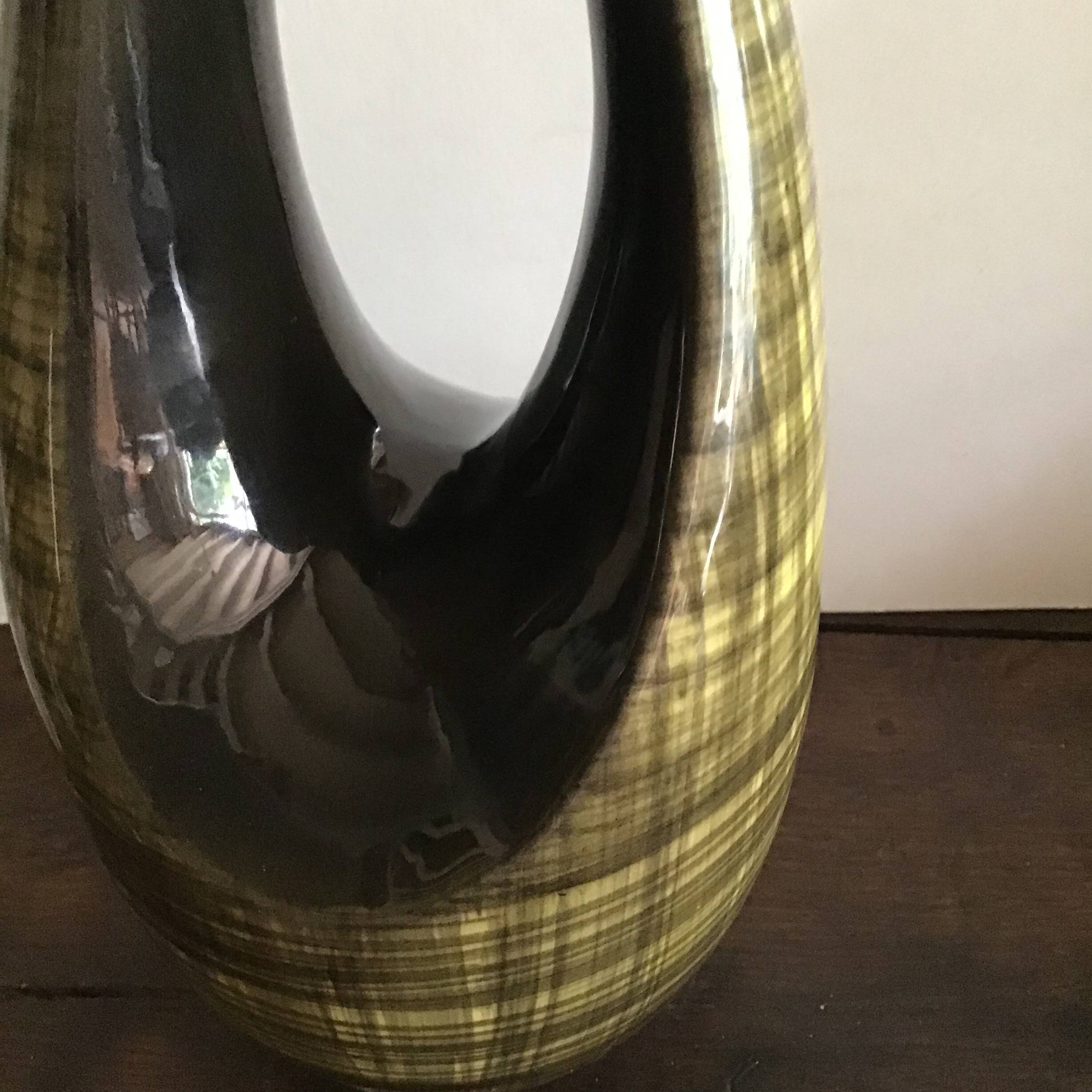 Green and yellow Scottish ceramic vase