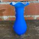 Vintage Murano Glass Vase Blue Flower Decor Blown Italy