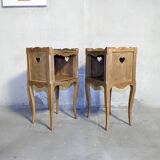 Pair of Louis XV style tables in solid oak, 1960