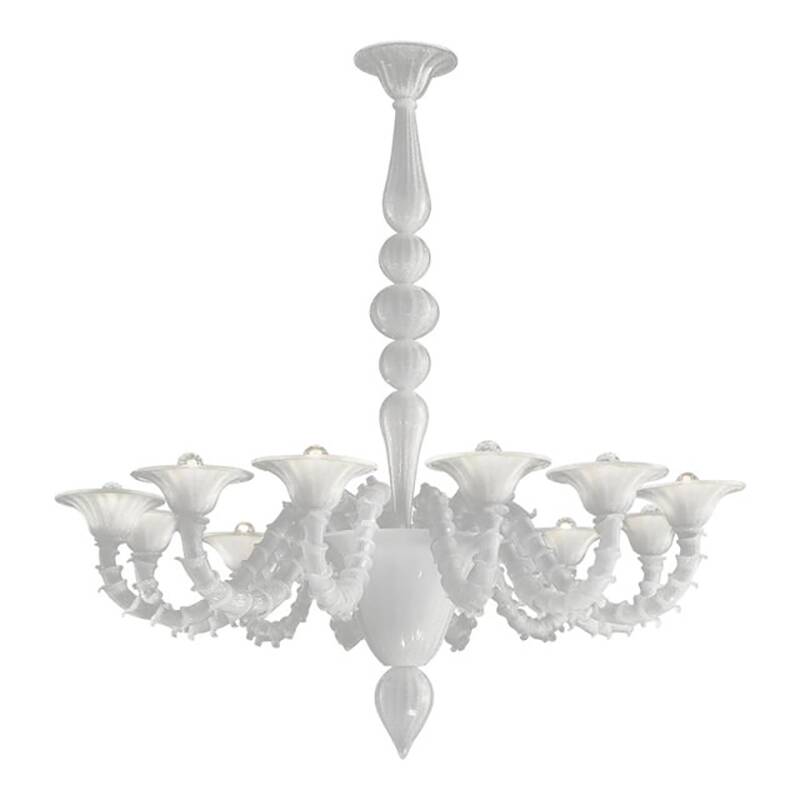 Contemporary White Rezzonico Glass Chandelier