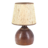 Handcrafted ceramic lamp signed, beige lampshade