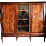 Solid cherry and lacquered mahogany veneer bookcase from the late 1950s