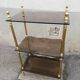 Shelf vintage brass 3 trays smoked glass