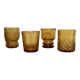 4 mismatched amber glasses