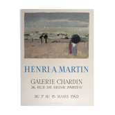Henri Martin, galerie chardin, paris, 1962. original exhibition poster printed in lithograph