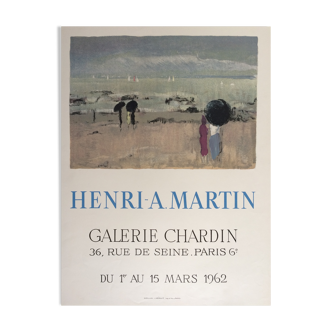 Henri Martin, galerie chardin, paris, 1962. original exhibition poster printed in lithograph