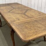 Chippendale extendable dining table in oak and burl elm