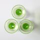 Set of 3 Vintage Limoncino Liqueur Glasses, Green Stem Shot Stemware / 1970