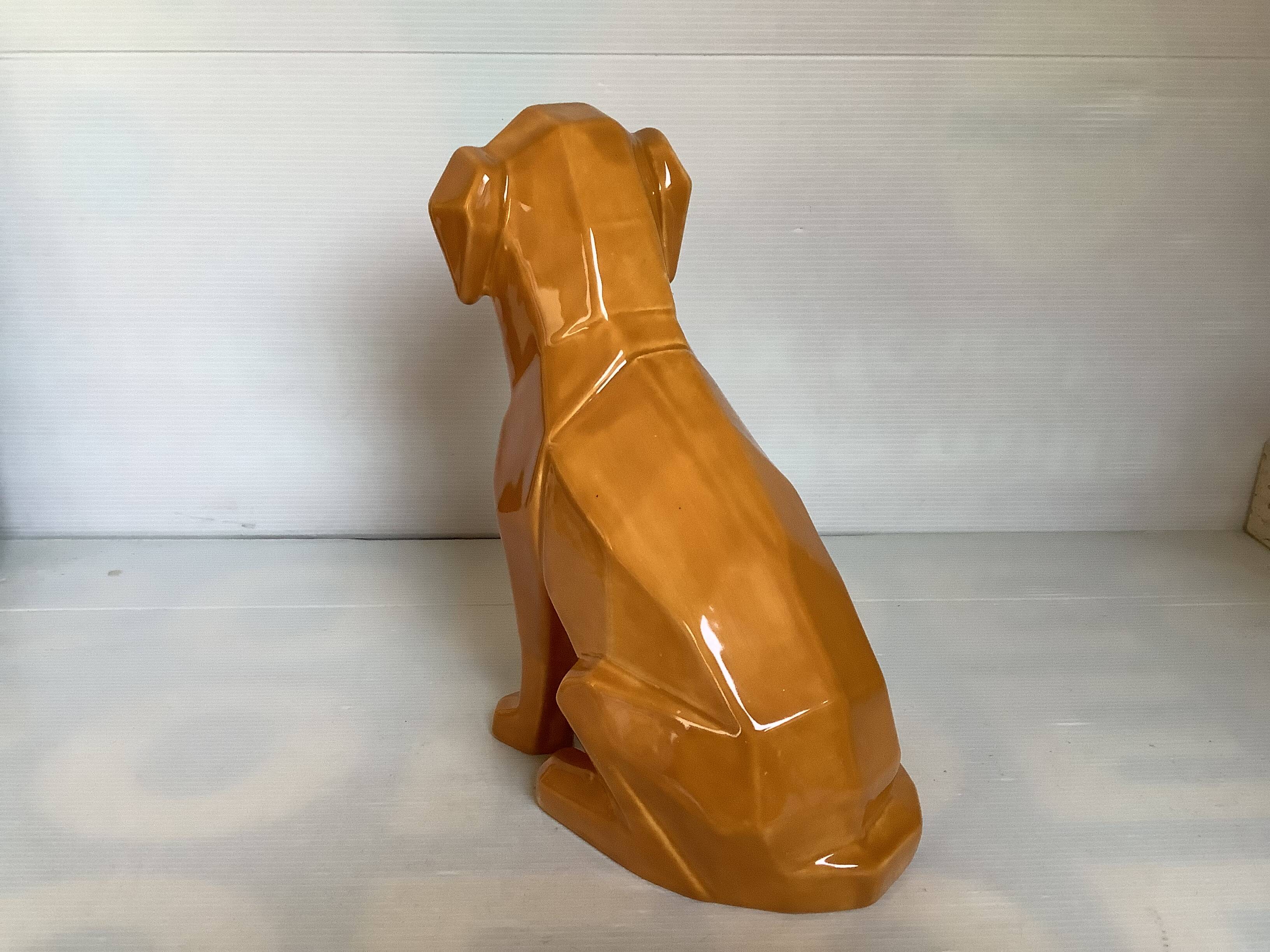 Grand chien style origami céramique
