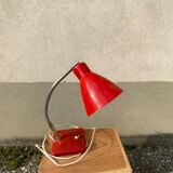 Vintage table lamp Aluminor France red metal desk