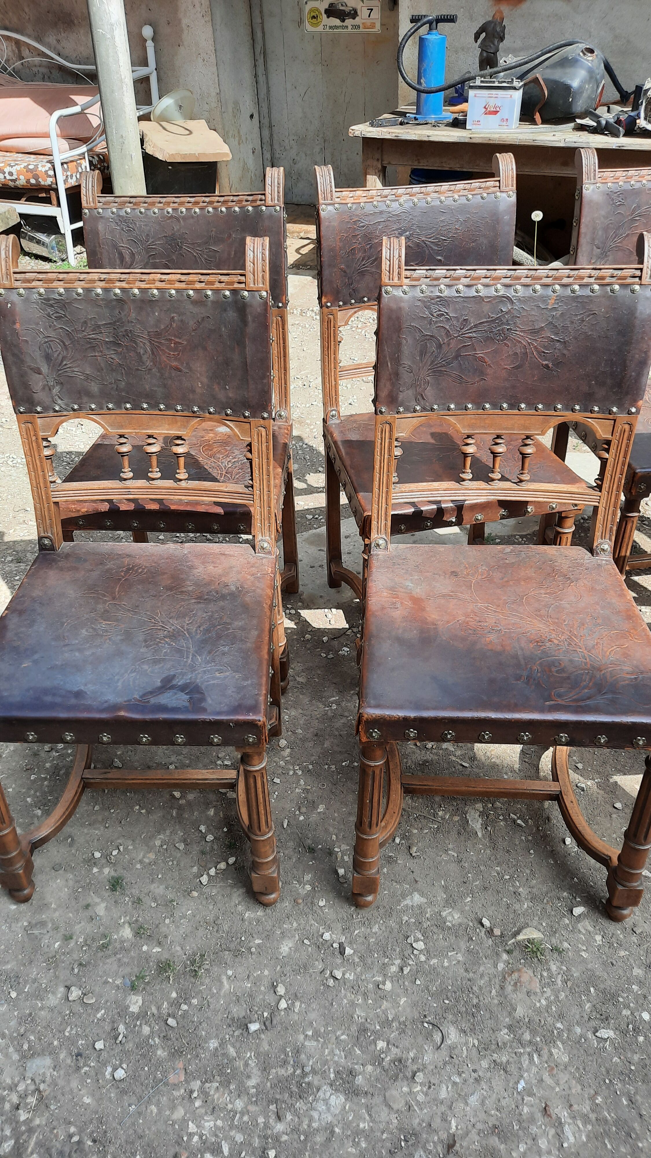 Set of 8 Henri II style chairs