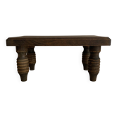 Low stool, turned wooden legs.