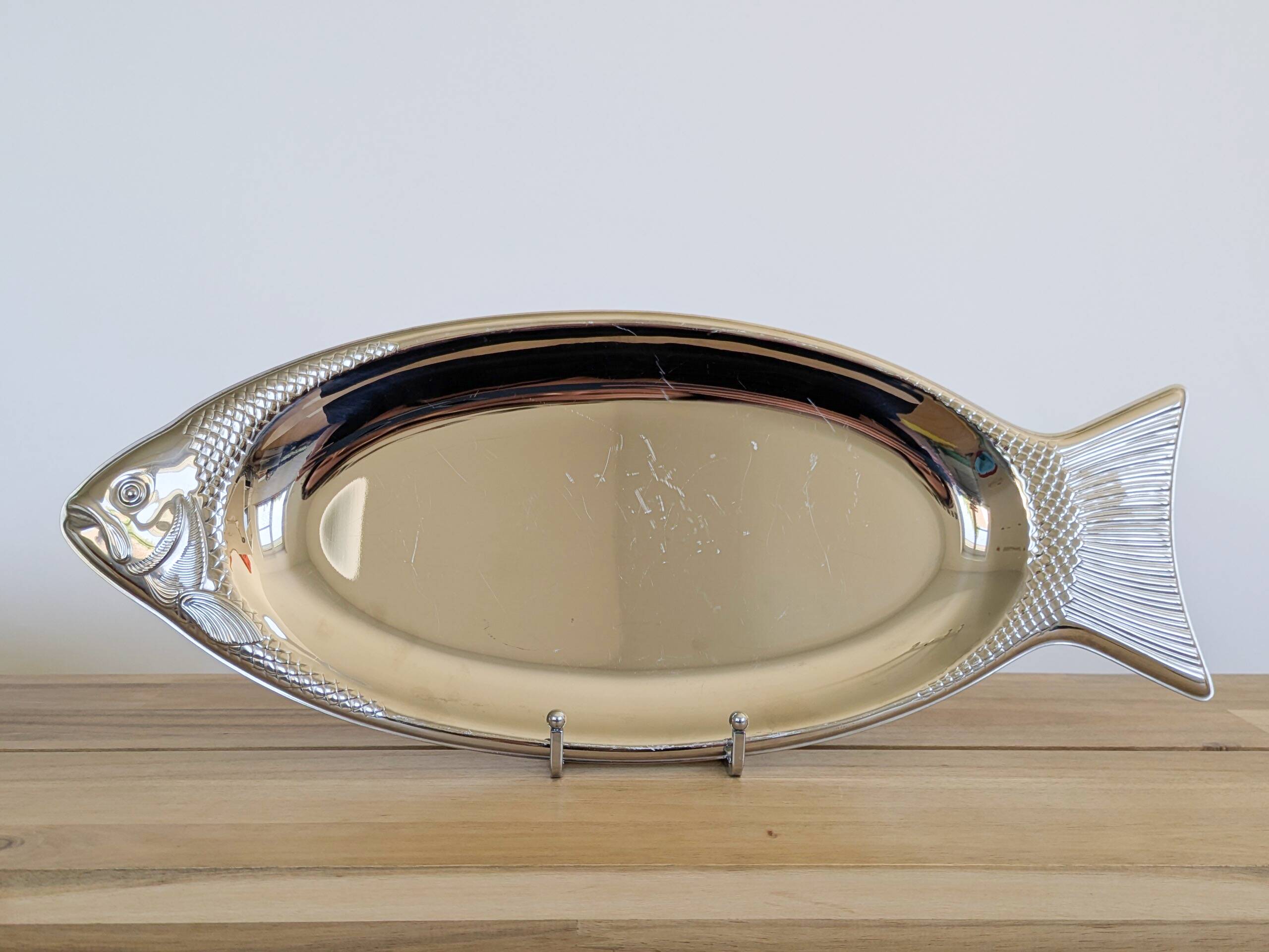 Vintage WMF Cromargan fish serving platter, stainless steel