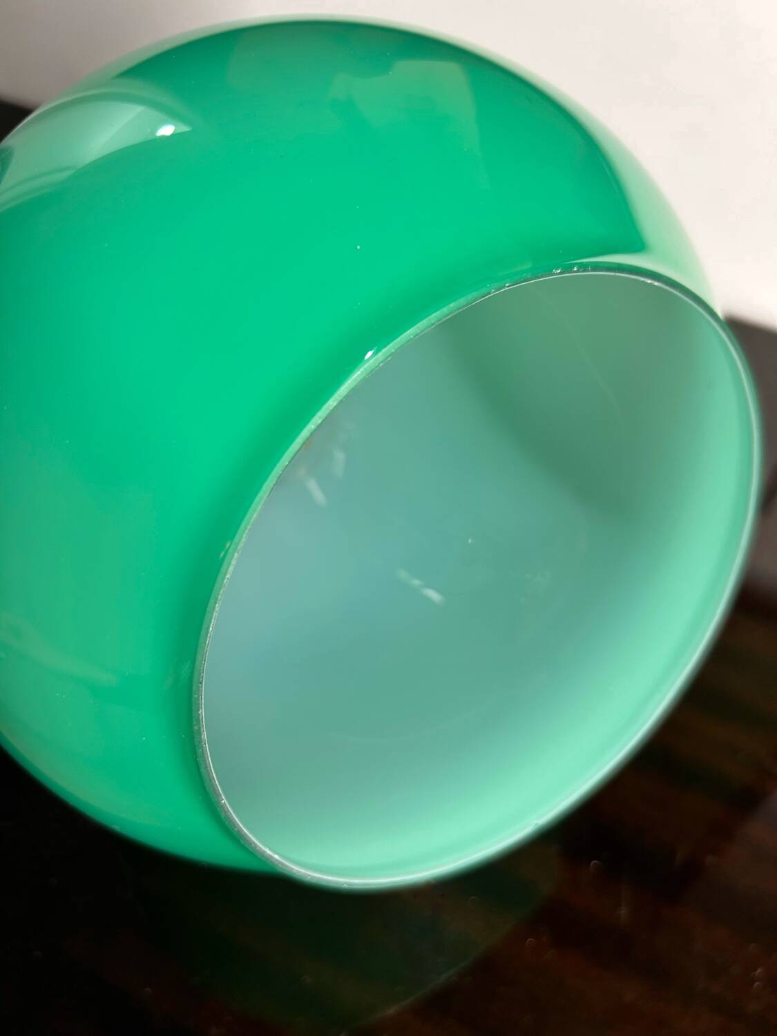 Green opaline chandelier design from the 70s