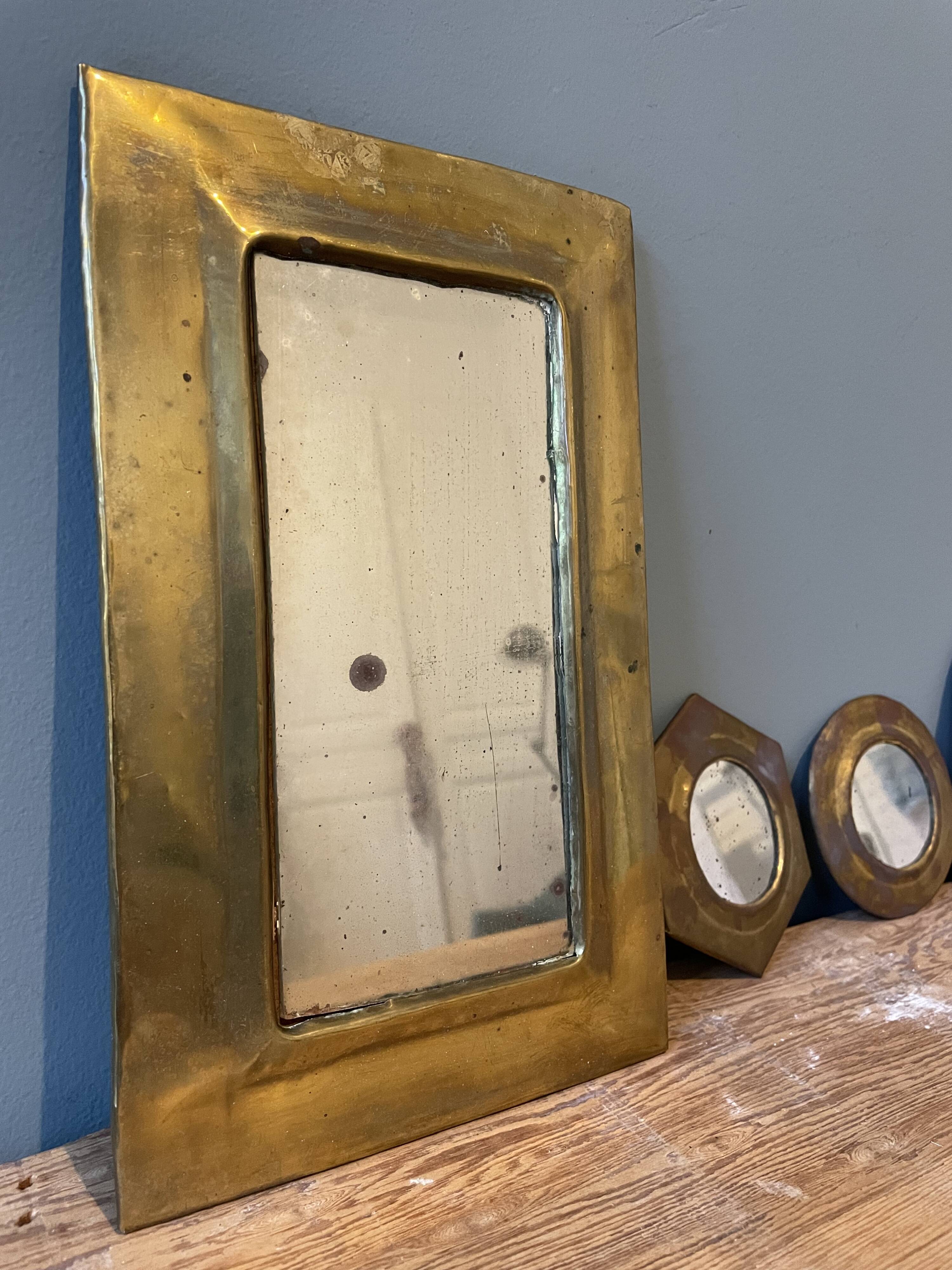 Set of 4 vintage brass mirrors