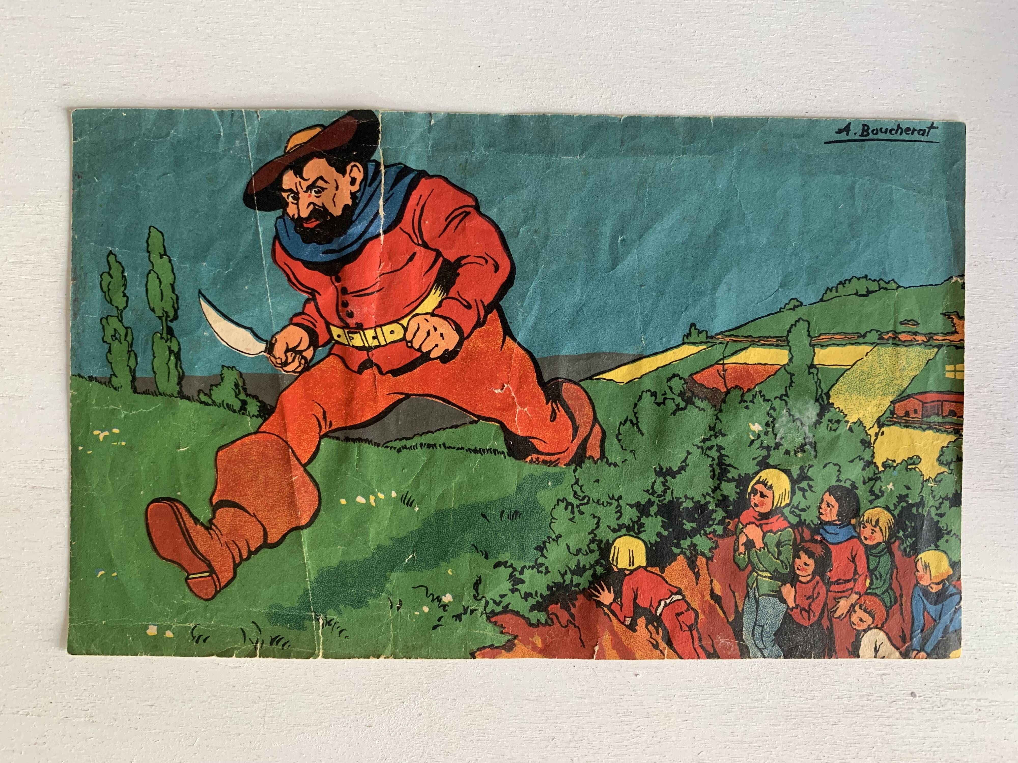 Antique wooden cube puzzle - Illustrations of Perrault's tales - 1920