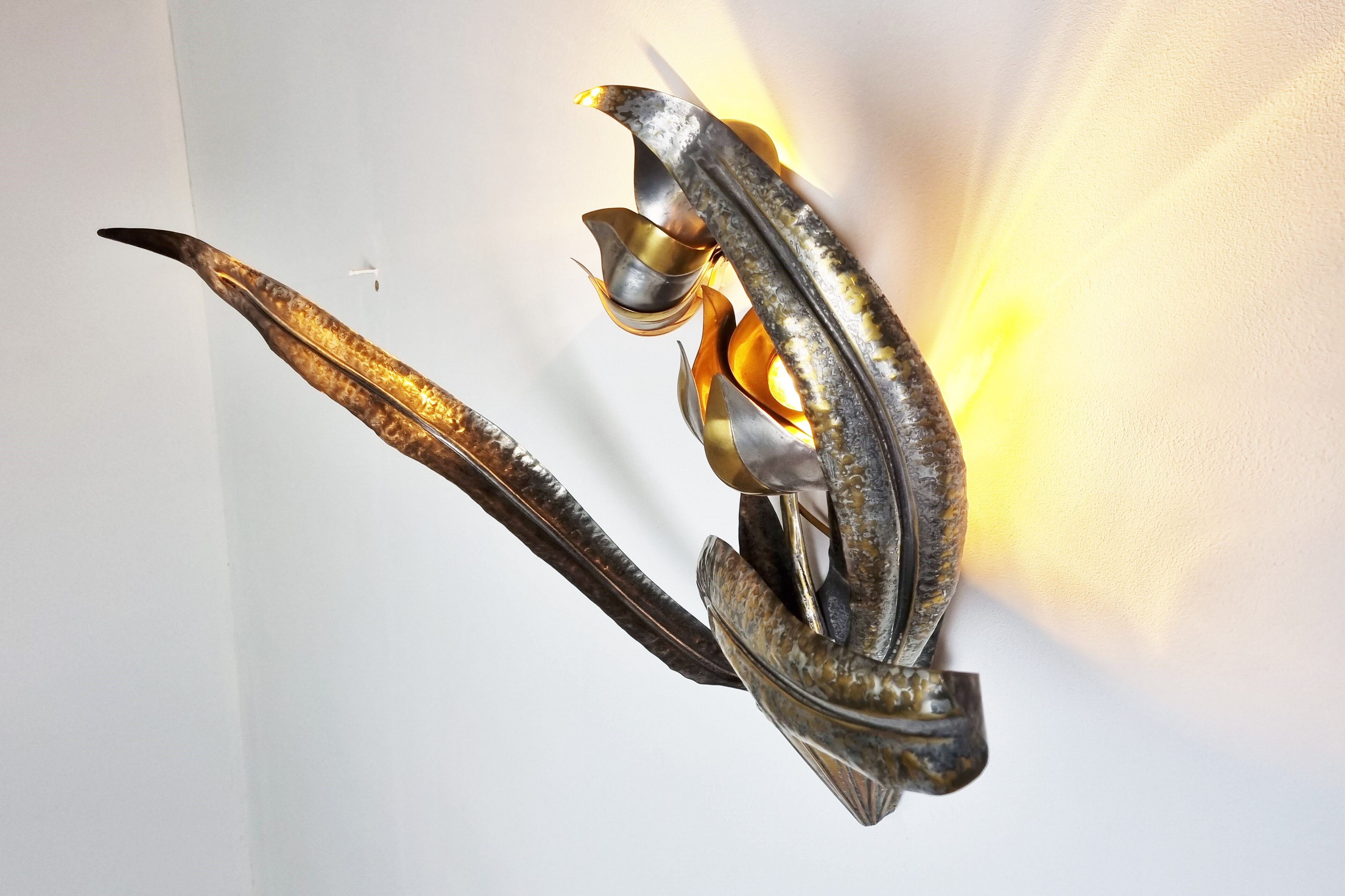 Flower wall lamp by Isabelle & Richard Faure, 1970s