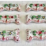 6 old Luneville earthenware knife holders