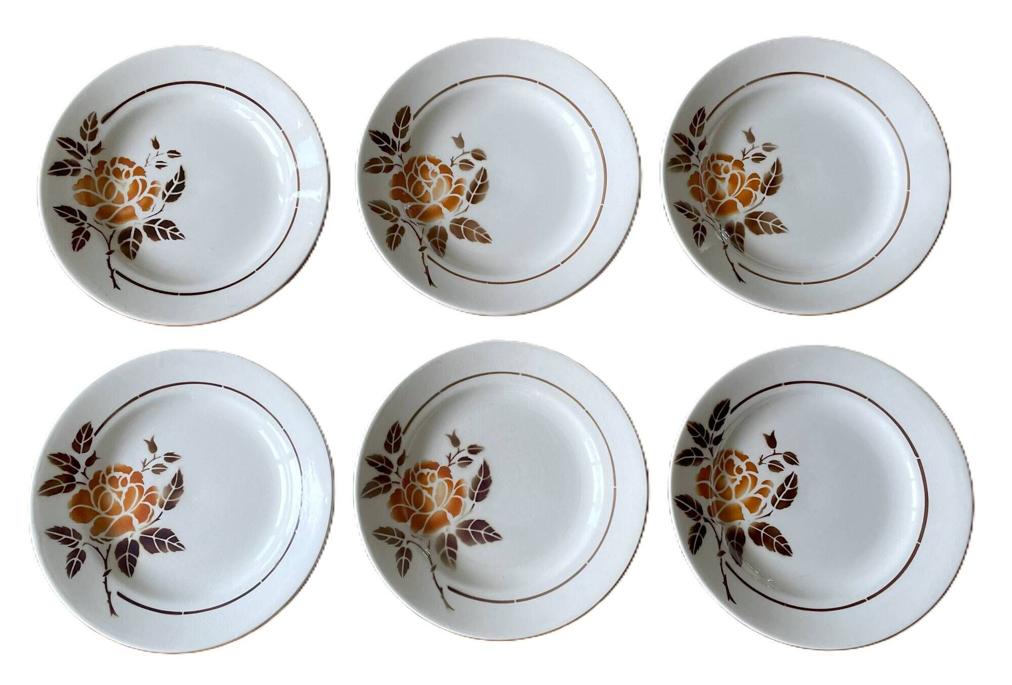 6 old earthenware plates from Saint-Amand (North)