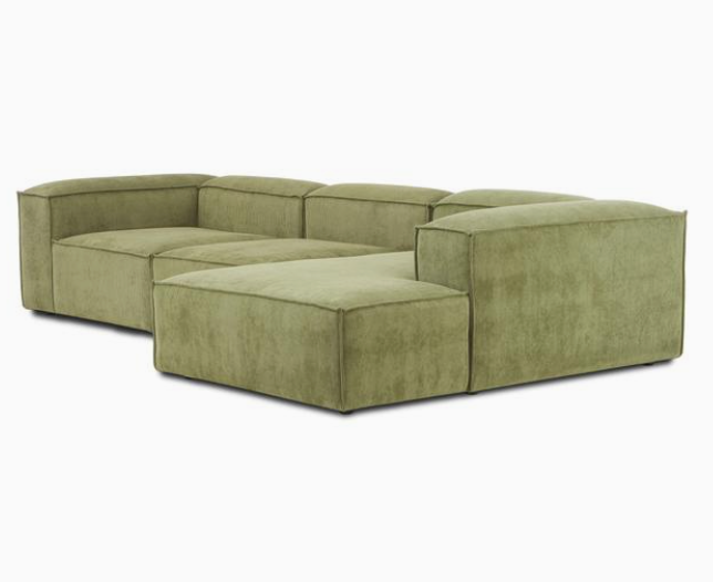 Lennon green corduroy modular corner sofa