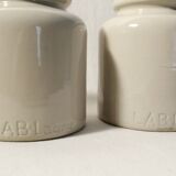 Vintage LAB-Lagny mustard pot in beige glazed stoneware (x2)