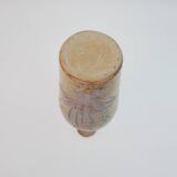 Brown ceramic/stoneware bottle with chiseled floral pattern