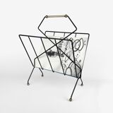 Magazine holders design black metal and brass 50s