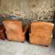 Lot de 4 fauteuils club, Cognac