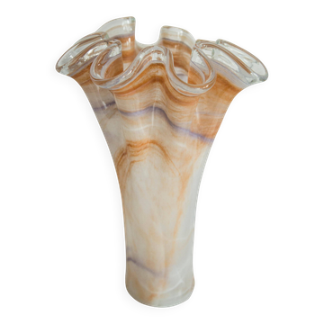 Grand vase vintage murano en verre orange clair, italie, 2000