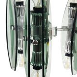 Glass and chrome suspension light in Fontana Arte style by Veca Murano, Italy.