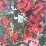 Tableau bouquet de fleurs par Anton Lamprecht huile sur toile