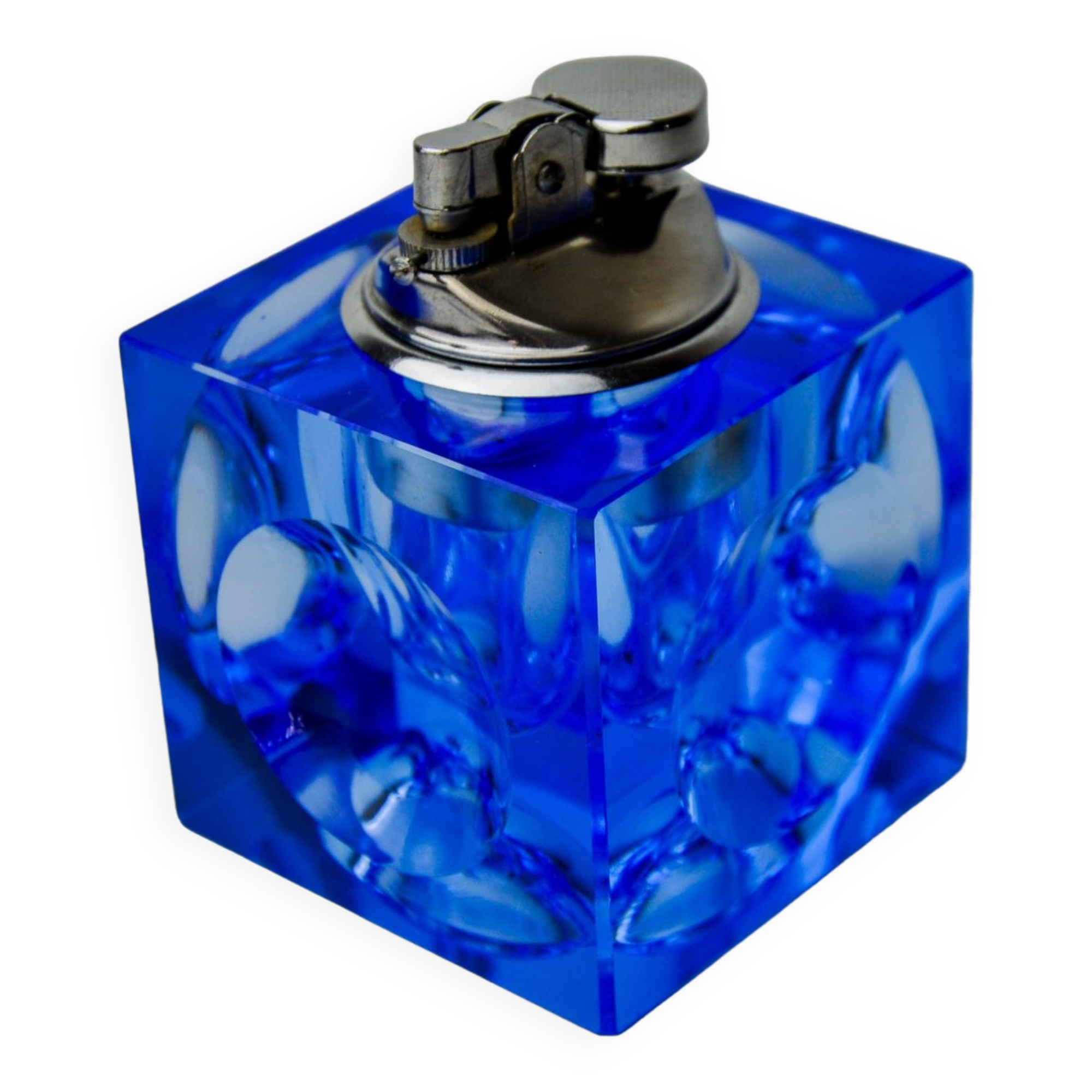 Magnifying lighter by Antonio Imperatore, blue murano glass, Italy, 1970