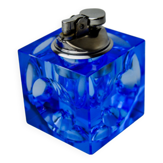 Magnifying lighter by Antonio Imperatore, blue murano glass, Italy, 1970