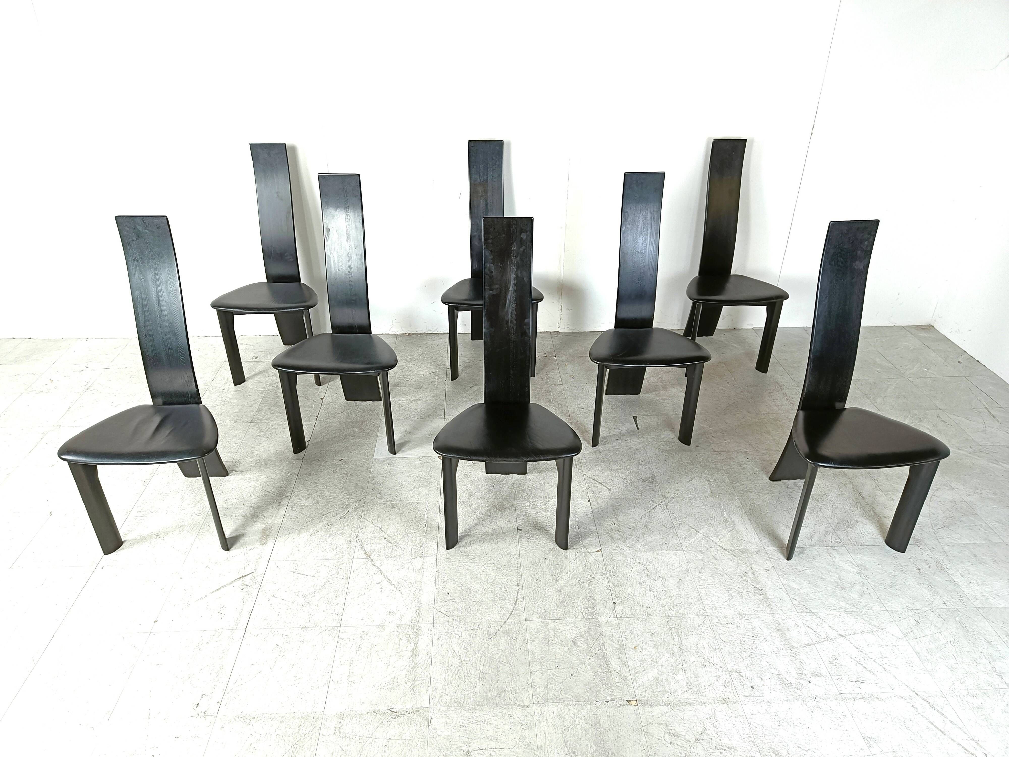 Set of 8 dining chairs by Rob & Dries van den Berghe, 1980s - set of 8