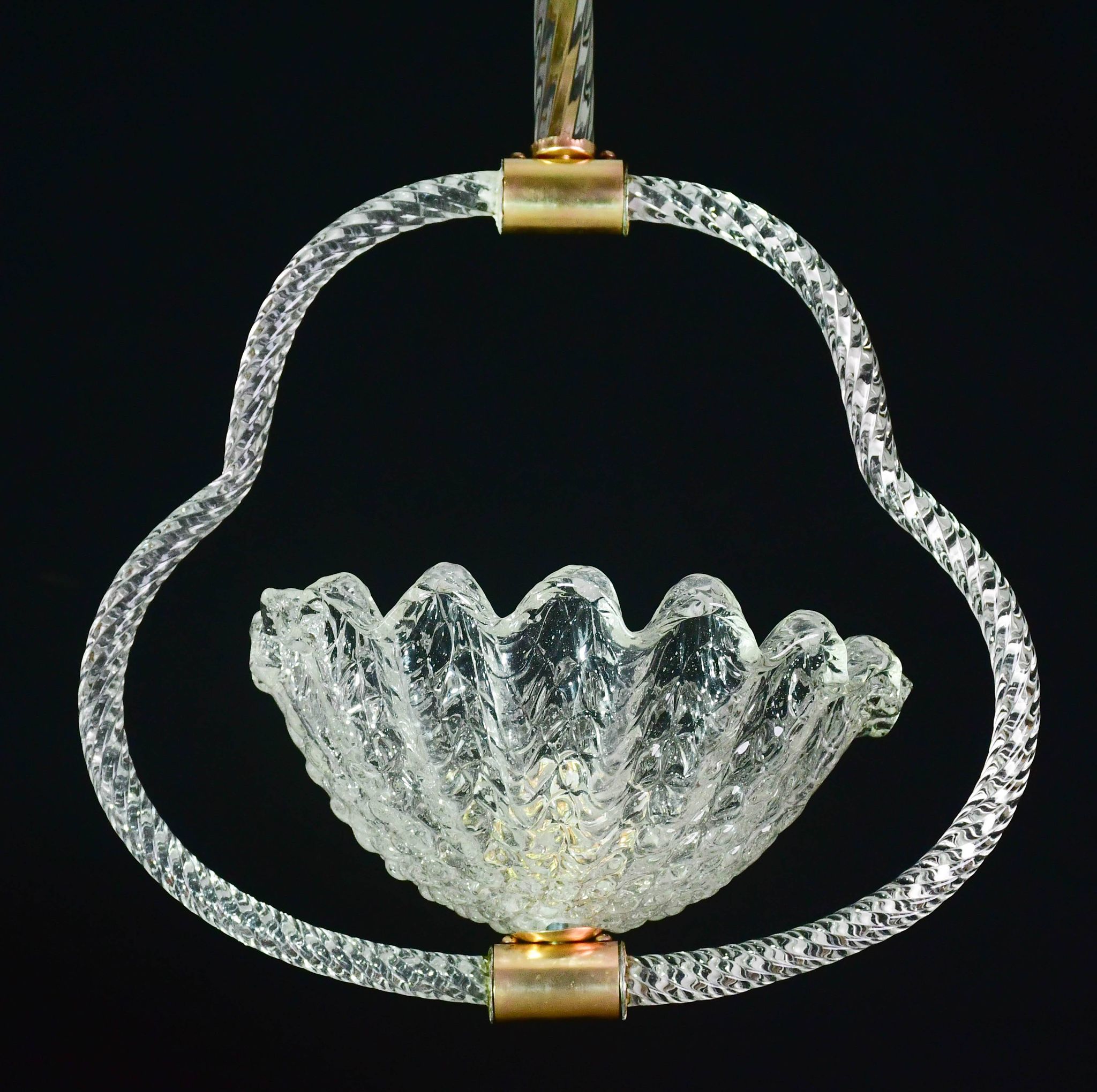 Charming Art Deco Barovier & Toso pendant light chandelier Murano glass, 1950s