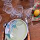 Vintage ceramic service from Vallauris. Fish decor. 1960s.