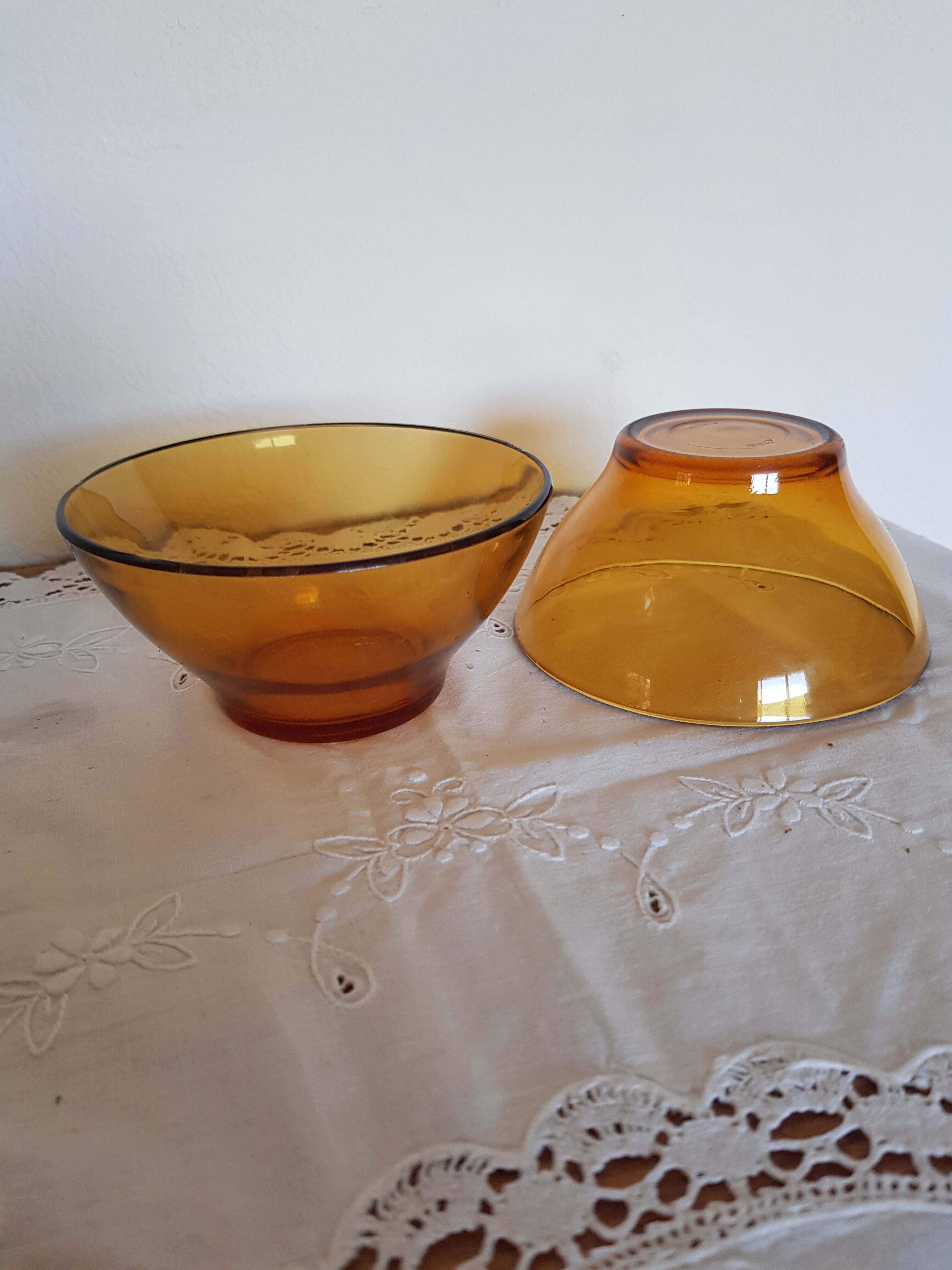 Duo of amber bowls